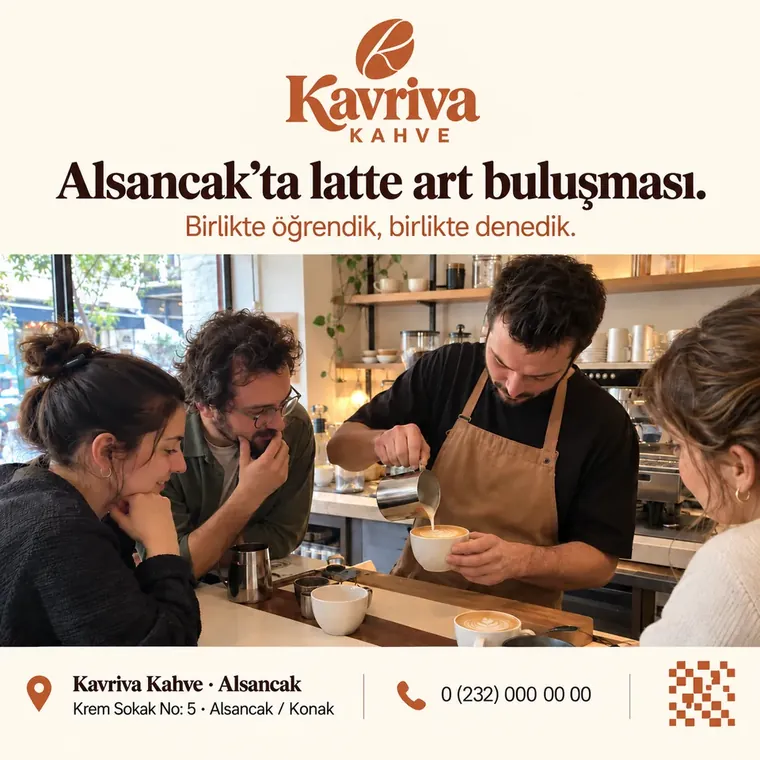 Keripi ile marka tasarımına dönüşmüş Alsancak mağazası latte art paylaşımı